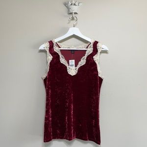 Banana Republic VELOUR LACE TANK TOP L NWT
